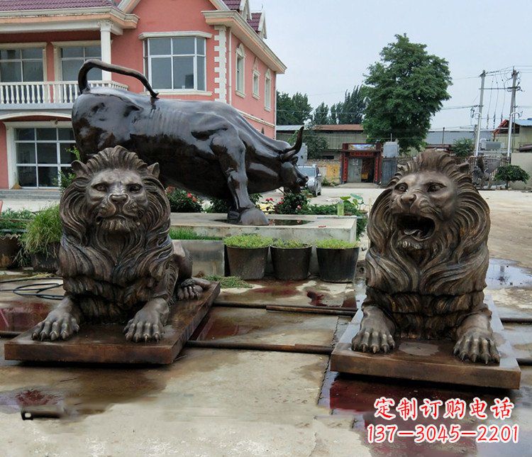 泰州铜雕银行门口狮子雕塑摆件