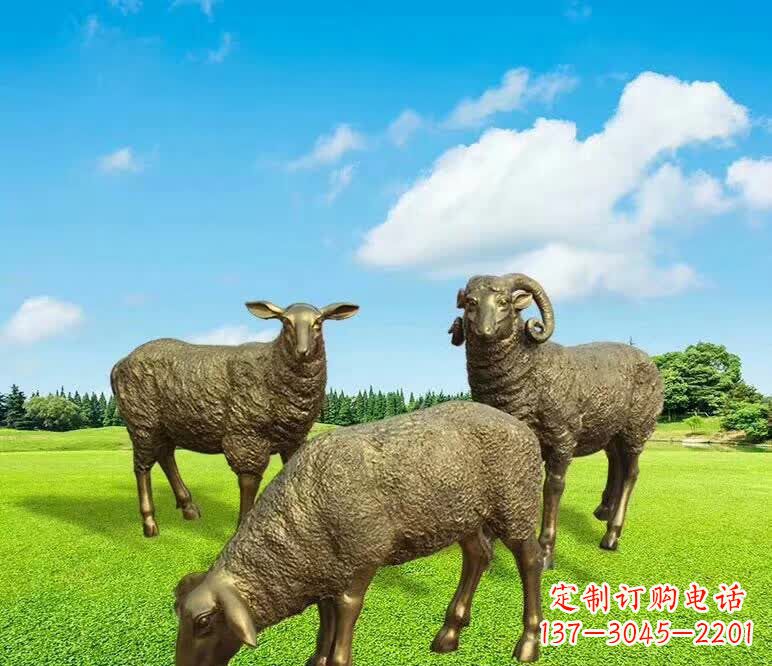 泰州铜雕园林绵羊雕塑