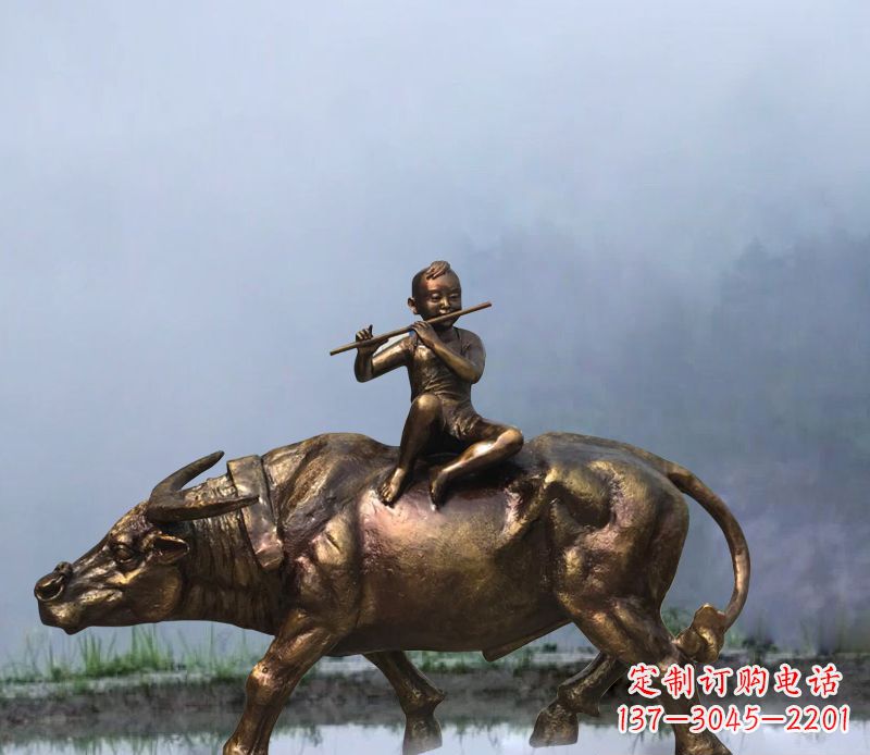 泰州铜雕园林牧童骑牛