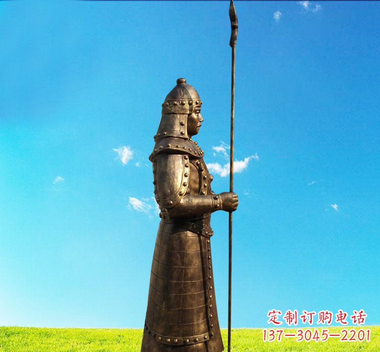 泰州铜雕战士站岗古代人物雕塑