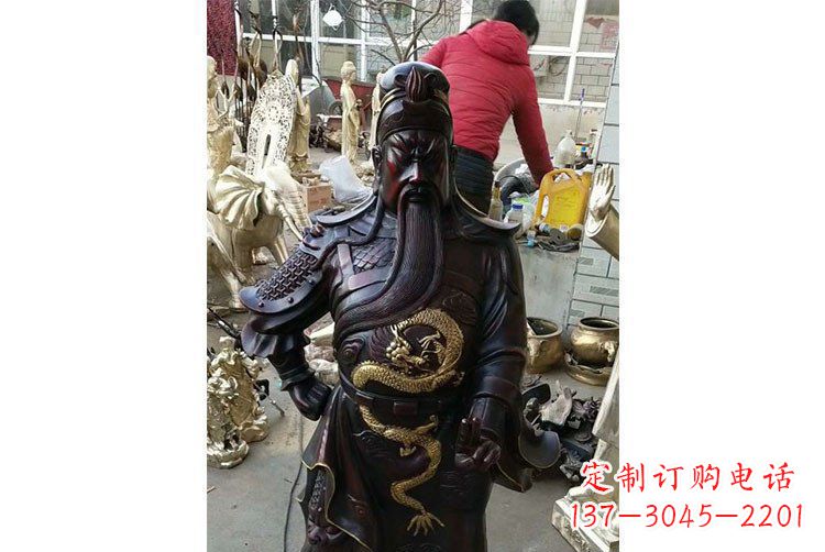 泰州铜雕镇宅关公寺庙神像雕塑摆件 (4)