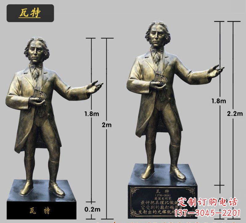 泰州瓦特铜雕像