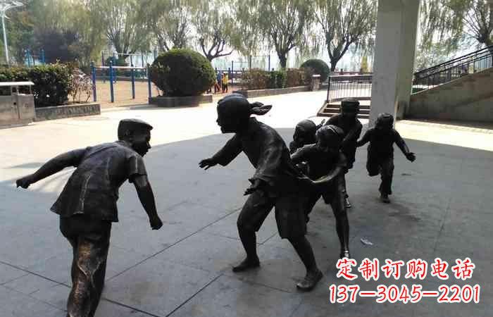 泰州玩老鹰捉小鸡的儿童铜雕222