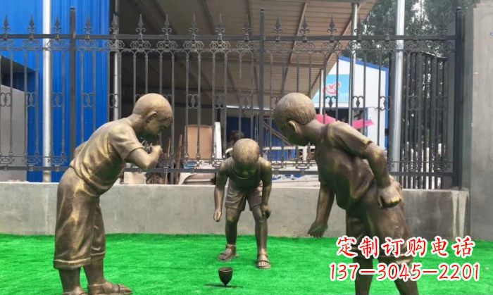 泰州玩陀螺儿童铜雕