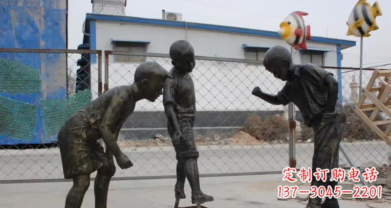 泰州玩陀螺人物铜雕