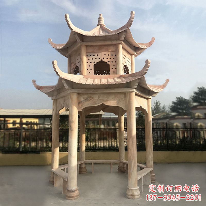 泰州晚霞红大理石凉亭雕塑
