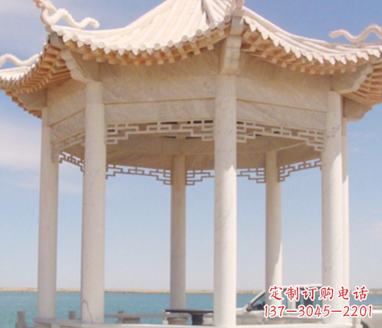 泰州晚霞红单层凉亭石雕