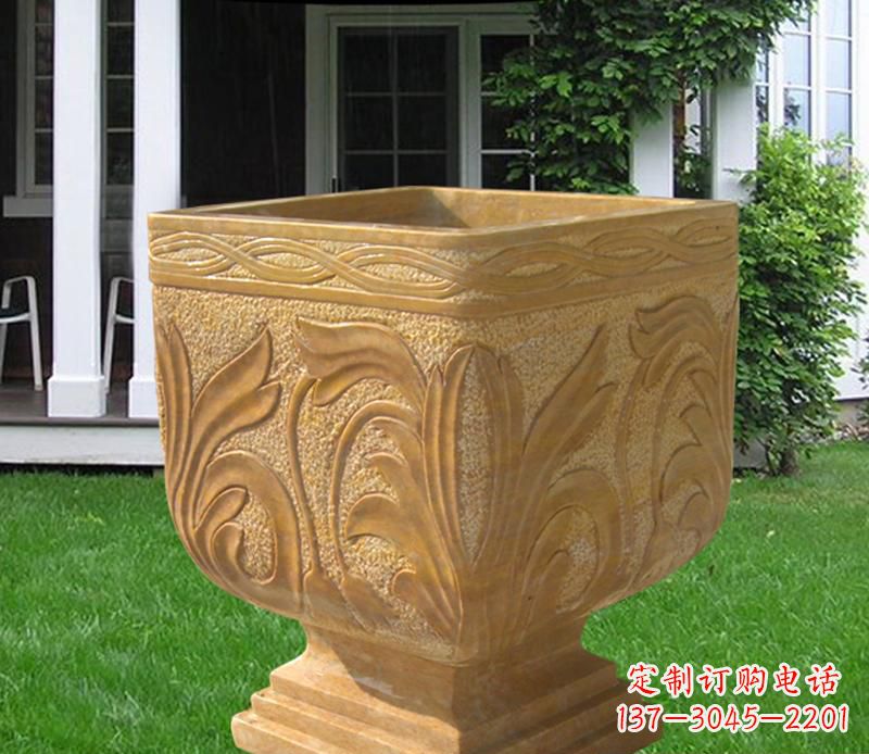 泰州晚霞红雕刻景观花盆雕塑