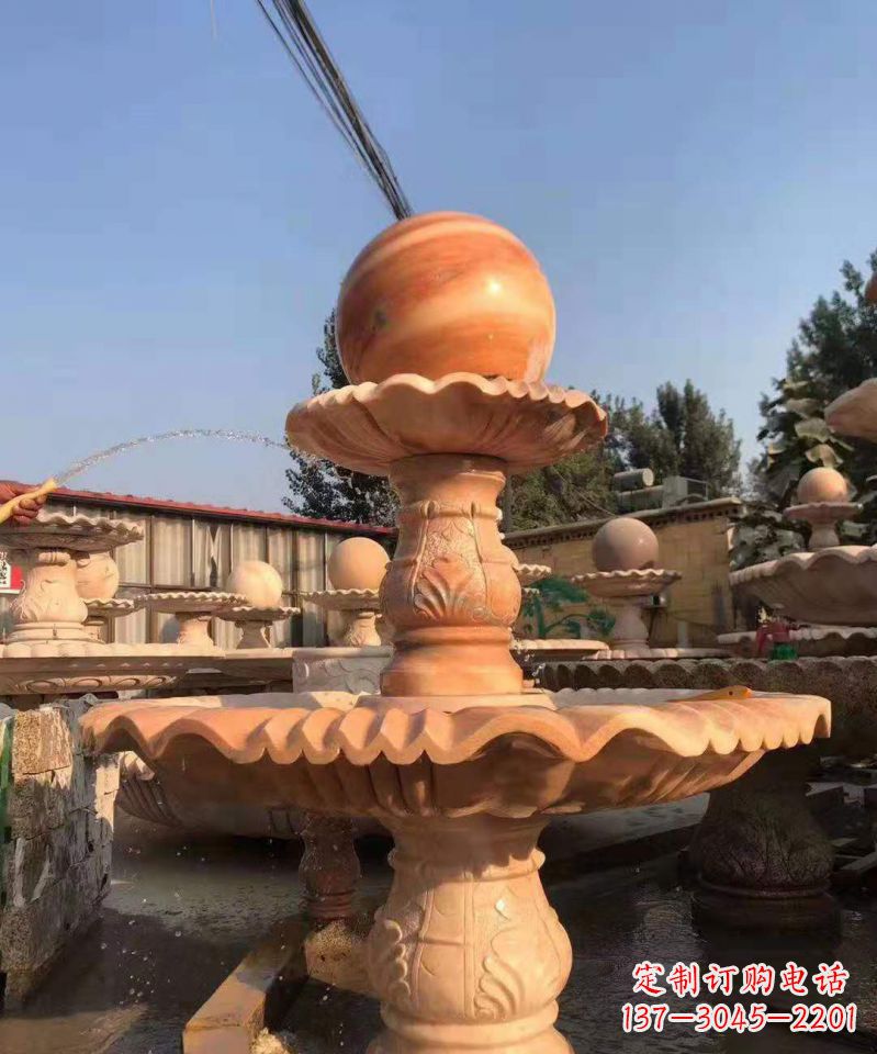 泰州晚霞红风水球雕塑别墅庭院景观雕塑 