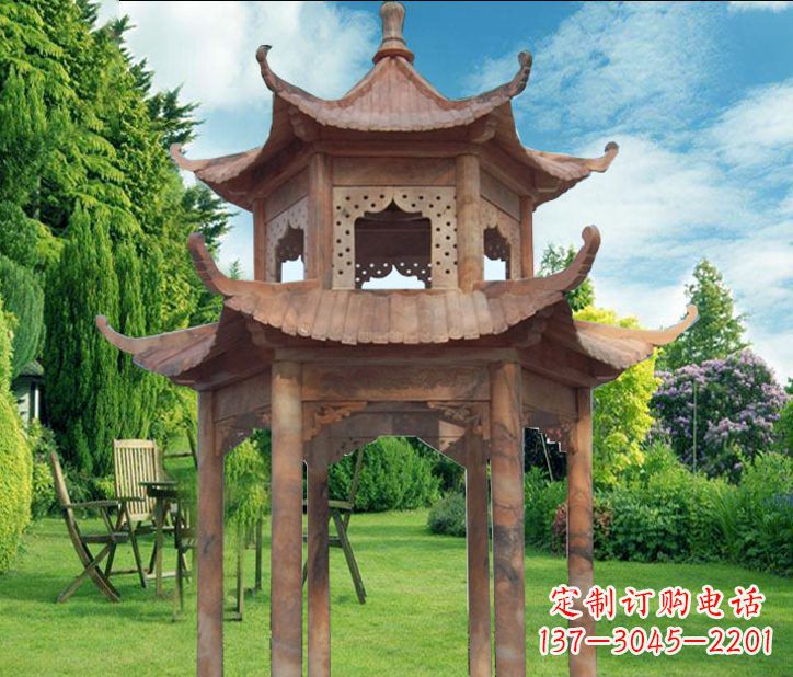 泰州晚霞红公园建筑凉亭