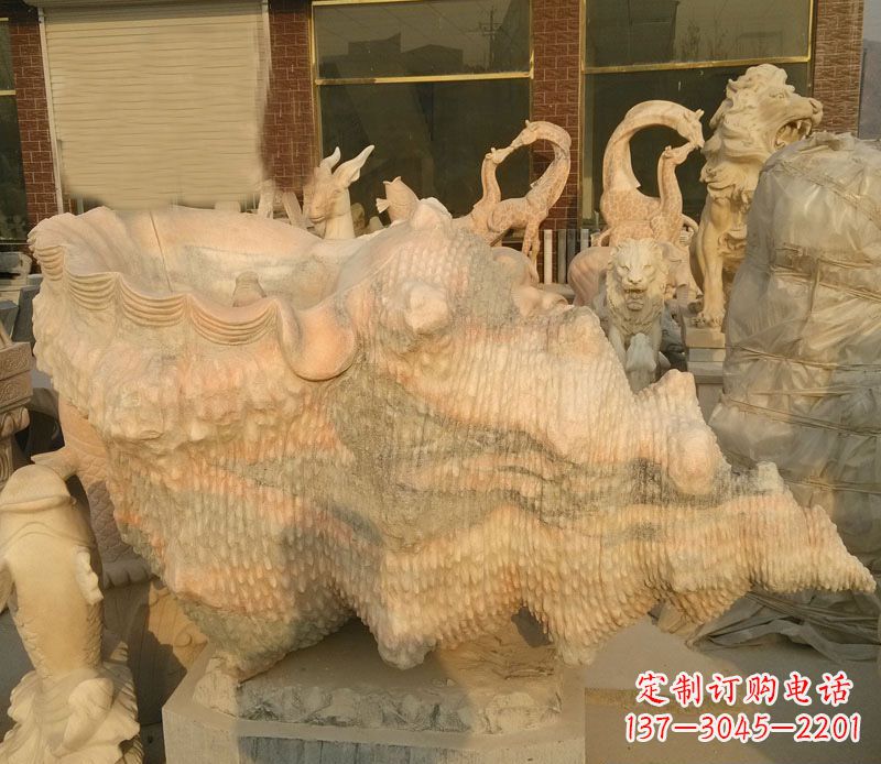 泰州晚霞红海螺石雕