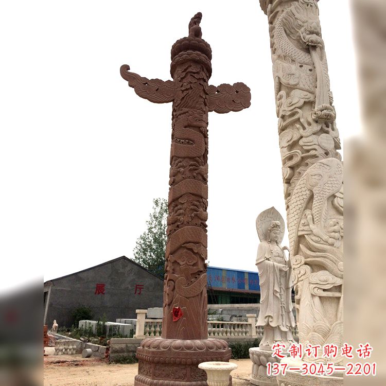 泰州晚霞红华表石柱