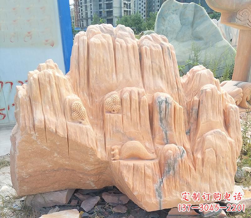 泰州晚霞红景观假山雕塑