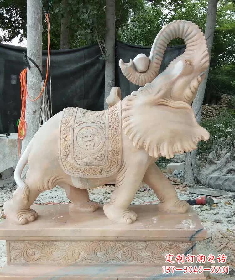 泰州晚霞红卷元宝大象雕塑