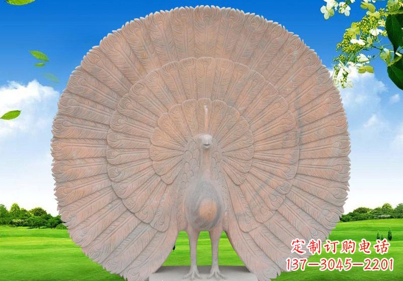 泰州晚霞红开屏孔雀雕塑