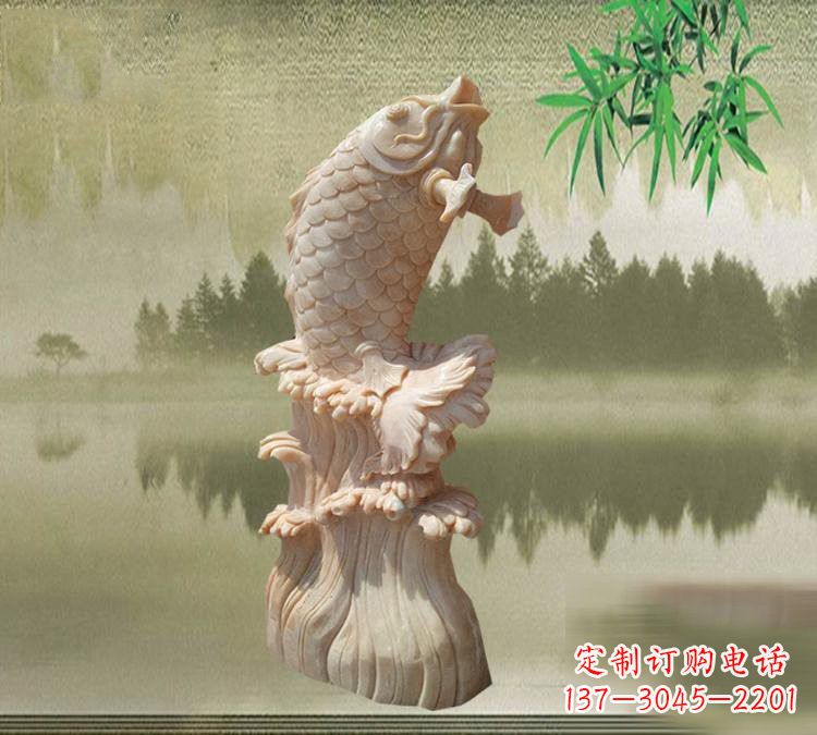 泰州晚霞红鲤鱼石雕