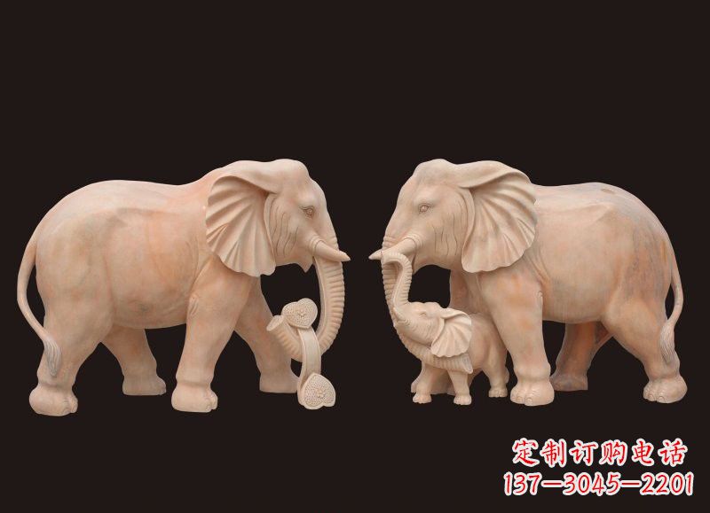 泰州晚霞红母子大象雕塑