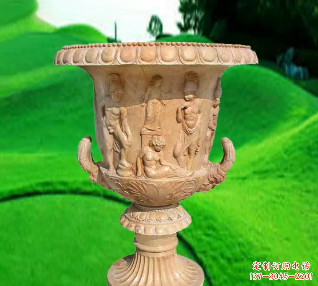 泰州晚霞红欧式花盆石雕