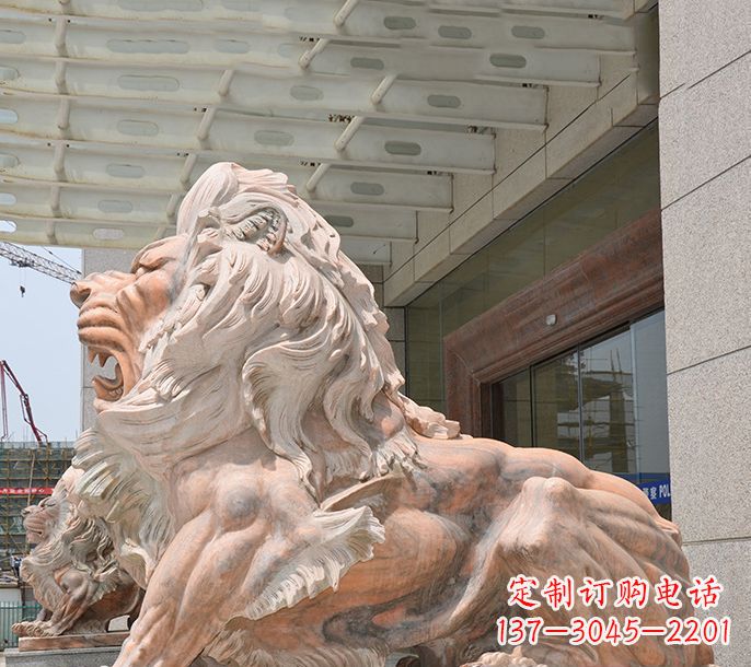 泰州晚霞红欧式狮子石雕 (3)