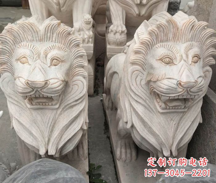 泰州晚霞红欧式狮子石雕 (2)