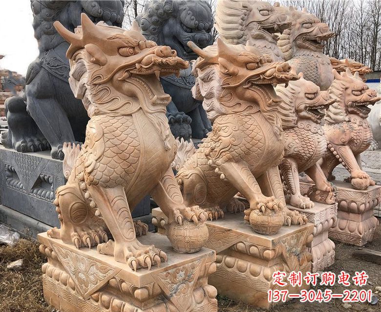 泰州晚霞红麒麟石雕 (2)