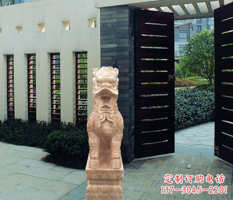 泰州晚霞红瑞兽麒麟雕塑