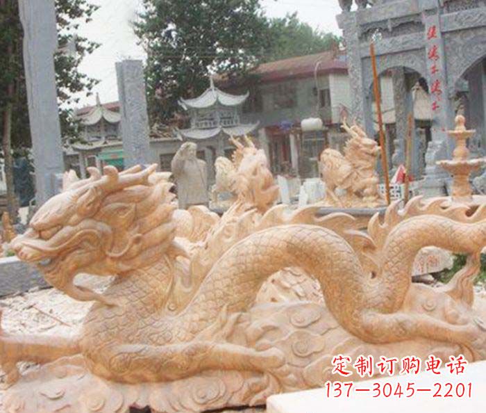 泰州晚霞红生肖龙石雕