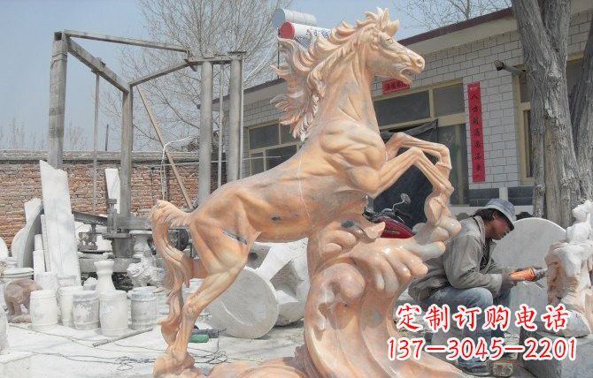 泰州晚霞红踏浪奔马石雕222