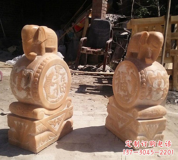 泰州晚霞红小象门墩