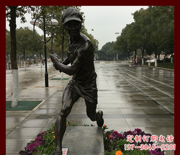 泰州网球运动人物铜雕