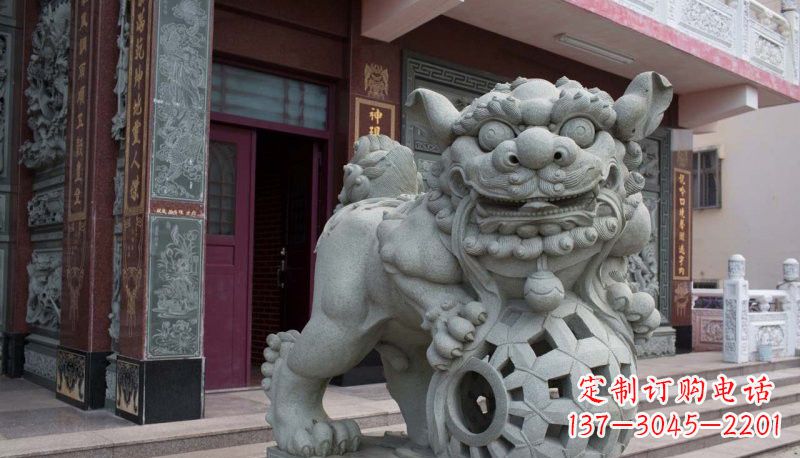泰州网球狮石雕南方狮子雕塑