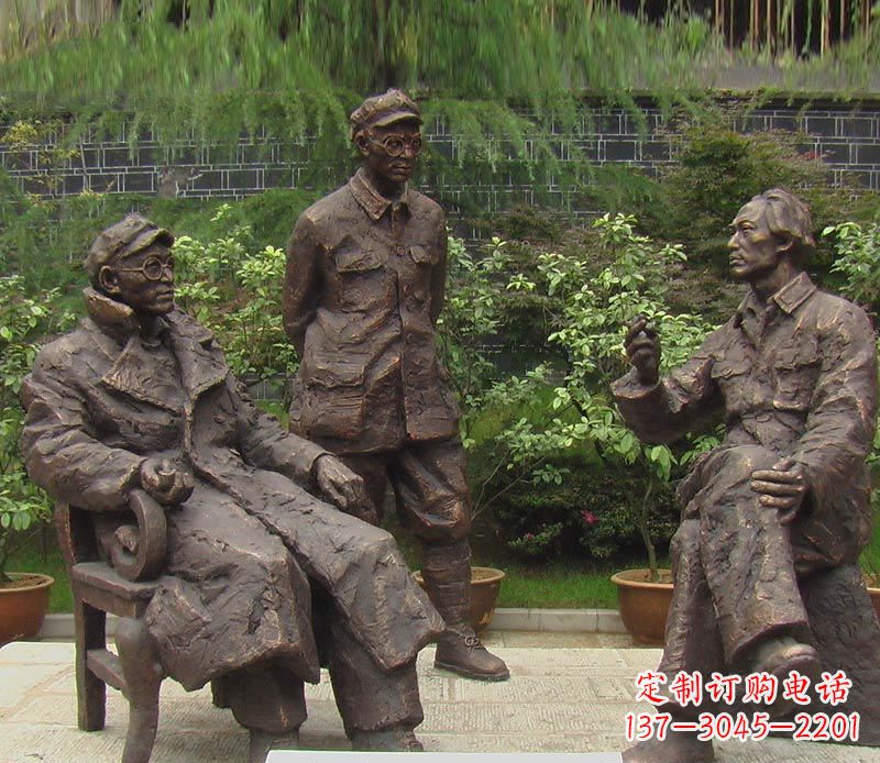 泰州伟人毛泽东刘伯承铜雕