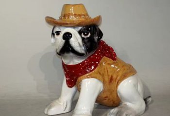 泰州任性可爱的牛仔造型斗牛犬雕塑