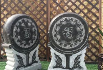 泰州青石仿古福字抱鼓雕塑，让您的家园更加美观