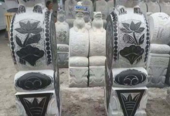 泰州中领雕塑推出的青石荷花浮雕门墩雕塑，使用…