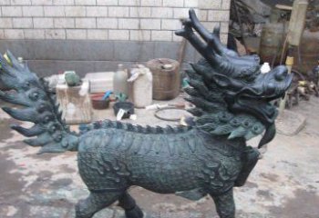 泰州青铜雕制神兽麒麟，艺术匠心之至