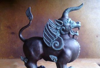 泰州传承中国神兽文化的独角兽铜雕塑