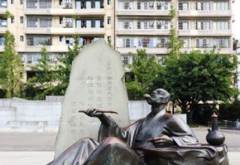 泰州尊贵古朴的古代诗人情景雕塑——杜甫雕塑