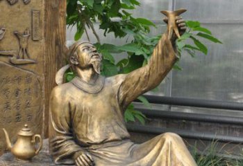 泰州象征文学大师李白的铜雕像