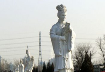 泰州十二花神汉白玉古风美女石雕像