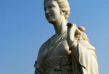 泰州十二花神九月菊花庞苏汉白玉美女雕像