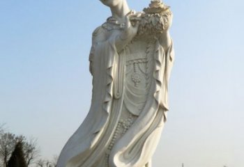 泰州古典美女雕塑——十二花神之四月牡丹杨玉环汉白玉