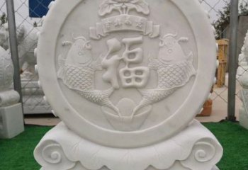 泰州装饰福字图案的雕塑石门墩