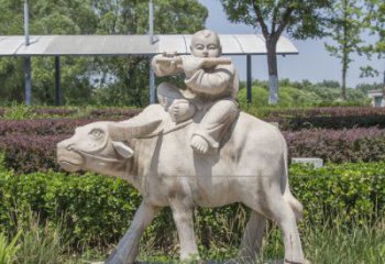 泰州石雕牧童牛雕塑，让传统气息永存