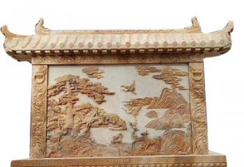 泰州晚霞红松鹤延年浮雕影壁
