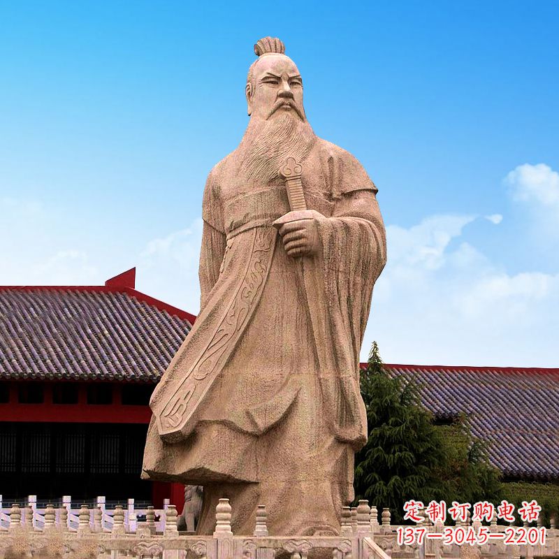 泰州魏武帝曹操砂岩石雕塑像