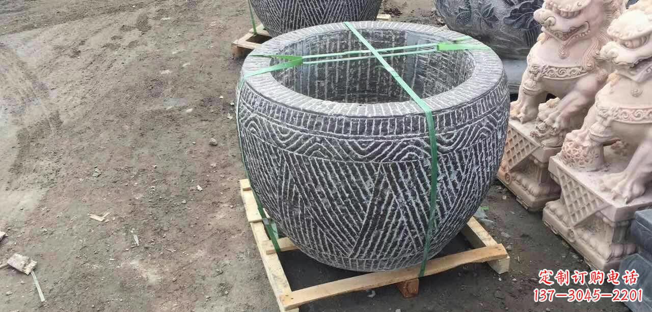 泰州纹理石浮雕水缸