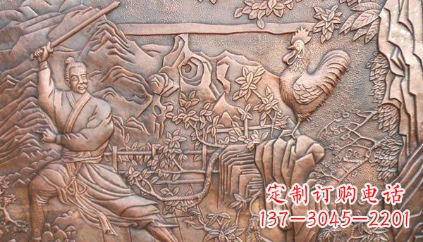 泰州闻鸡起舞黄铜壁画铜浮雕