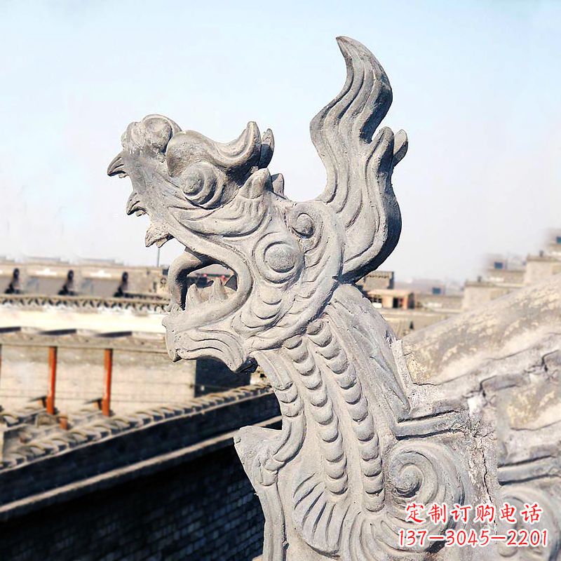 泰州屋脊鸱尾螭吻雕塑-古建装饰神兽动物雕塑