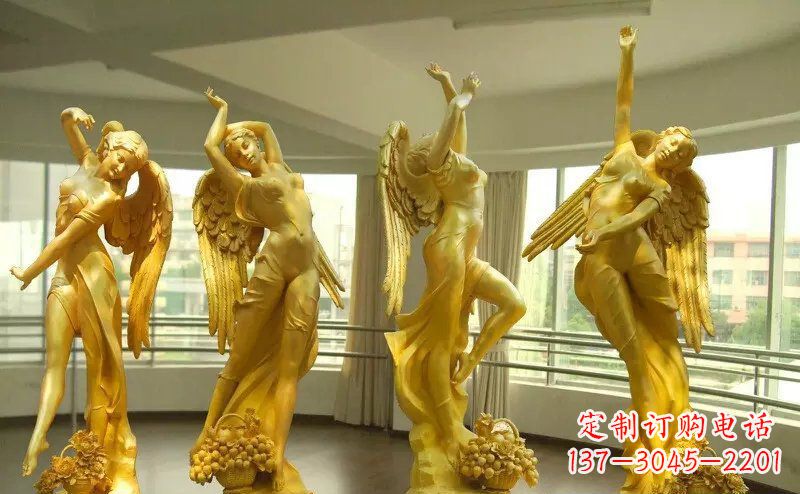泰州舞蹈四女神玻璃钢仿铜人物雕塑